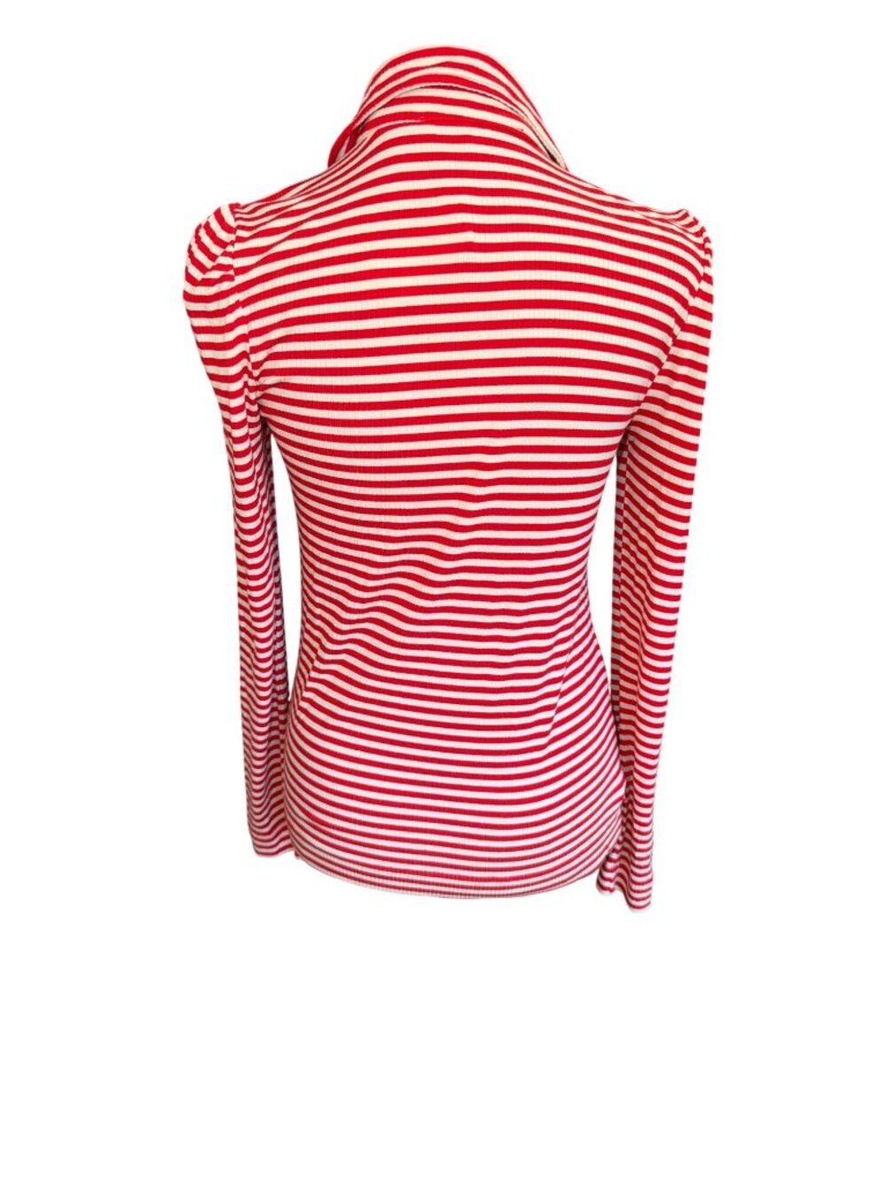 NWT LOFT Red White Striped Nautical Collar Long Sleeve Henley Casual Women Top S - Picture 3 of 9